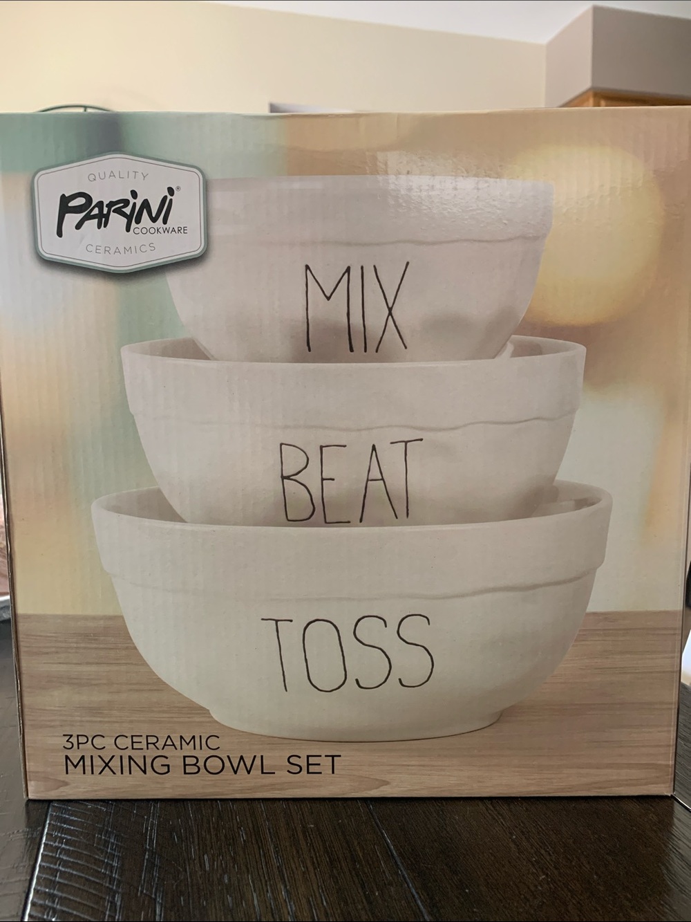 NEVER USED! Parini Ceramic 3-Piece White Mixing Bowl Set - Mix, Beat, Toss